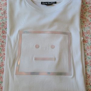 White Acne Studios Oversized Face Tshirt in Size XXS